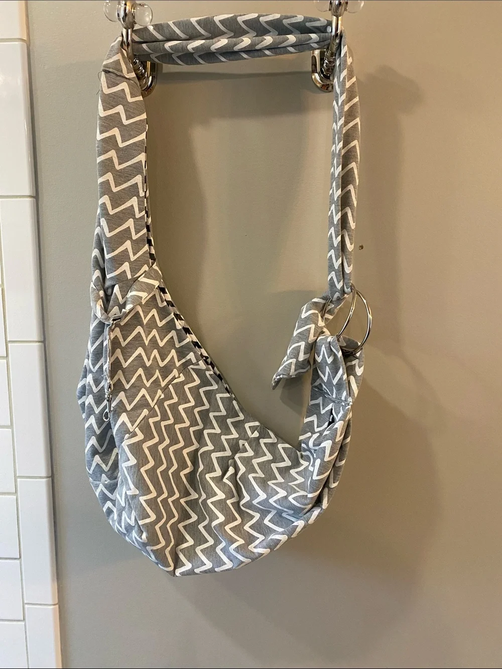 Gray Chevron Sling Bag for small animal pet.